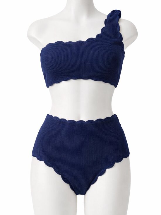 Molybell Other - NWT Molybell Navy Blue Ribbed Scalloped Bikini Set Size S
